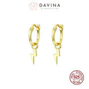 DAVINA Ladies Lata Earrings Gold Color Sterling Silver 925