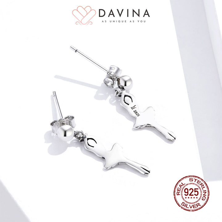 DAVINA Ladies Balerina Earrings Sterling Silver 925