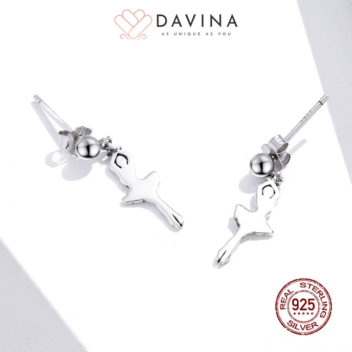 DAVINA Ladies Balerina Earrings Sterling Silver 925