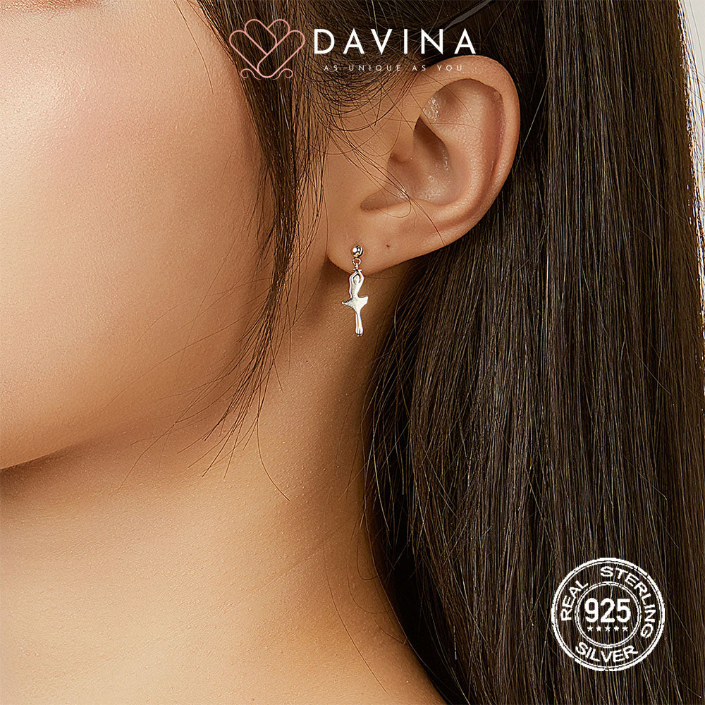 DAVINA Ladies Balerina Earrings Sterling Silver 925