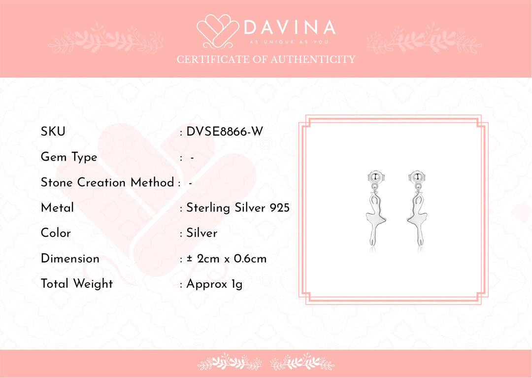 DAVINA Ladies Balerina Earrings Sterling Silver 925