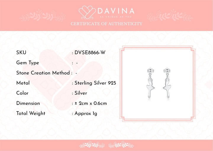 DAVINA Ladies Balerina Earrings Sterling Silver 925