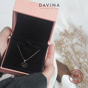 DAVINA Ladies Cloverine Black Necklace Rose Gold Color S925