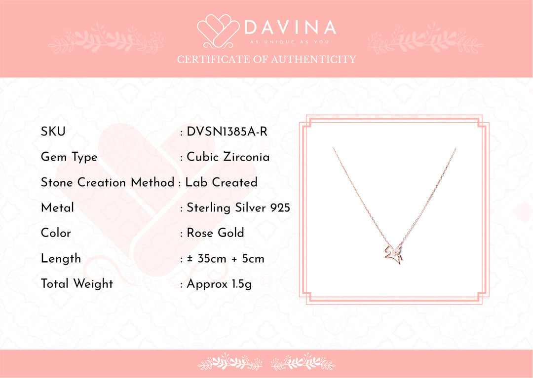 DAVINA Ladies Pony Necklace Rose Gold Plated Sterling Silver 925