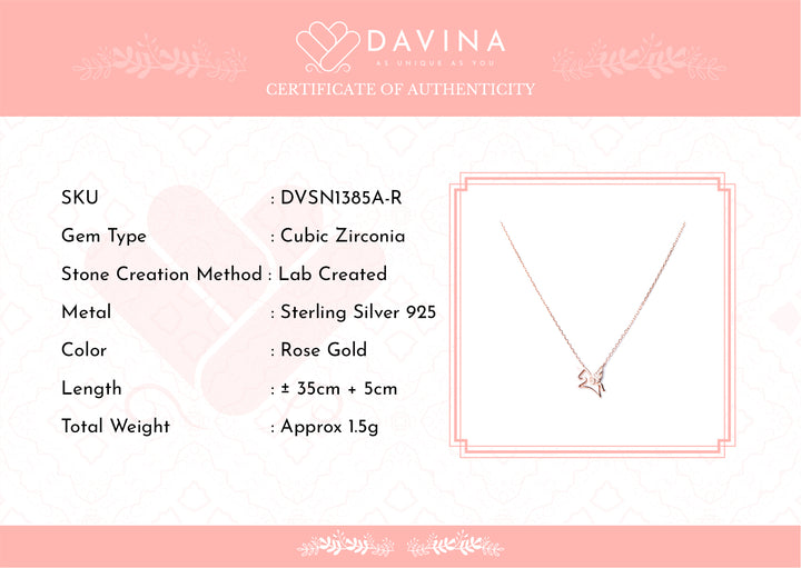 DAVINA Ladies Pony Necklace Rose Gold Plated Sterling Silver 925