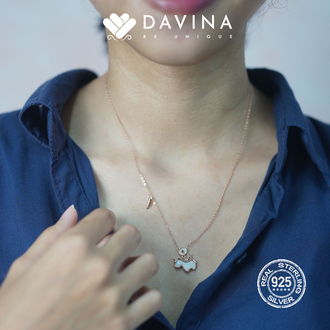 DAVINA Ladies Cheerile Necklace Rose Gold Color Sterling Silver 925