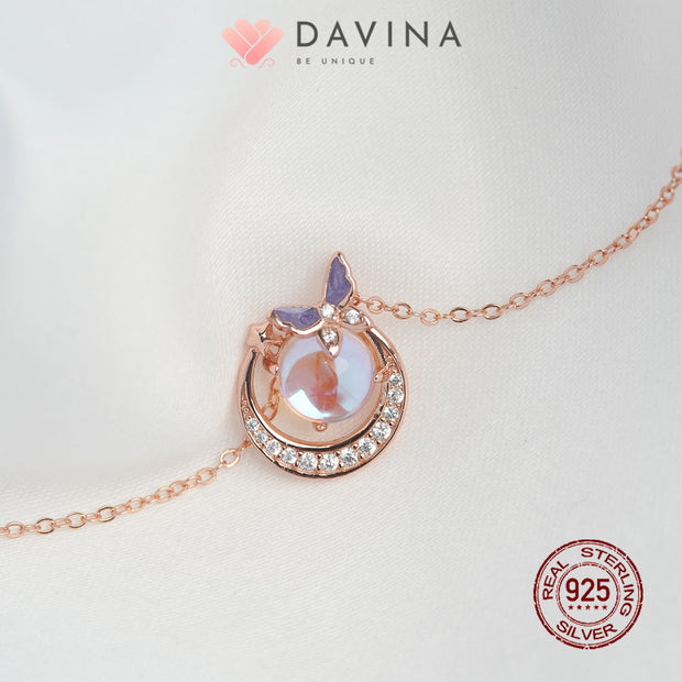 DAVINA Ladies Moonlight Necklace Rose Gold Plated Sterling Silver 925