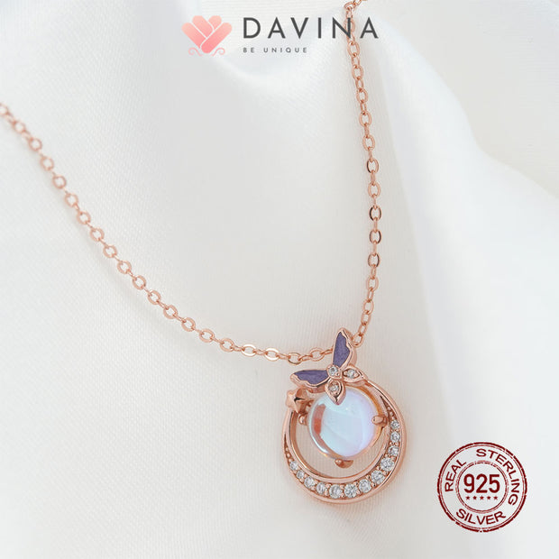 DAVINA Ladies Moonlight Necklace Rose Gold Plated Sterling Silver 925