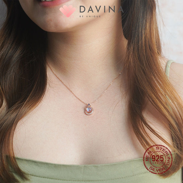 DAVINA Ladies Moonlight Necklace Rose Gold Color S925