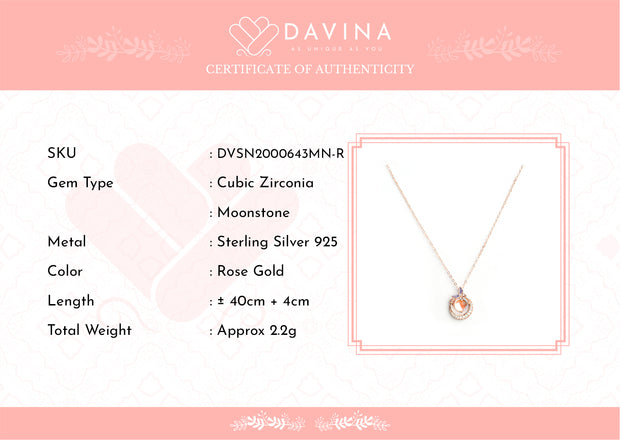 DAVINA Ladies Moonlight Necklace Rose Gold Plated Sterling Silver 925