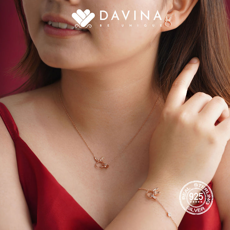 DAVINA Ladies Rarita Necklace Rose Gold Color Sterling Silver 925