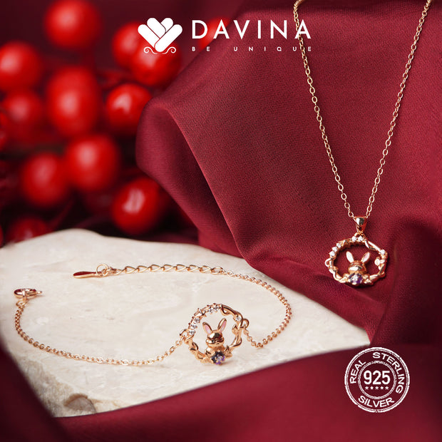 DAVINA Ladies Renita Necklace Rose Gold Color S925