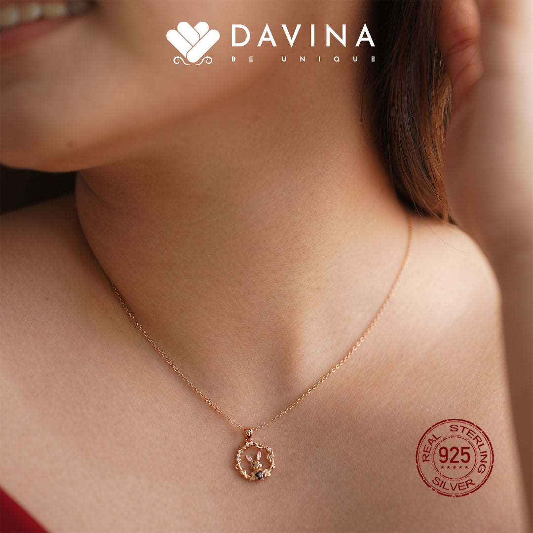 DAVINA Ladies Renita Necklace Rose Gold Color Sterling Silver 925