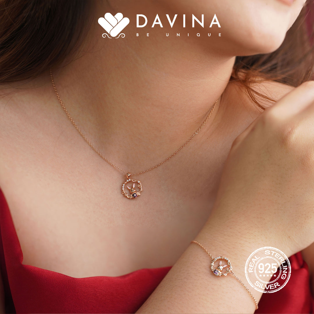 DAVINA Ladies Renita Necklace Rose Gold Color Sterling Silver 925