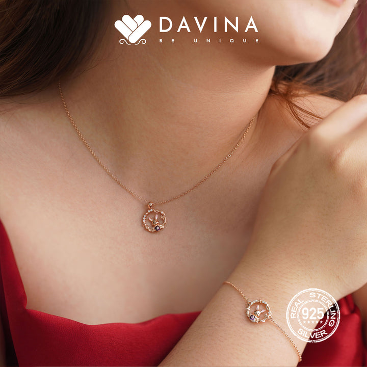 DAVINA Ladies Renita Necklace Rose Gold Color Sterling Silver 925