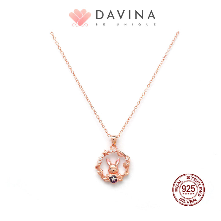 DAVINA Ladies Renita Necklace Rose Gold Color Sterling Silver 925