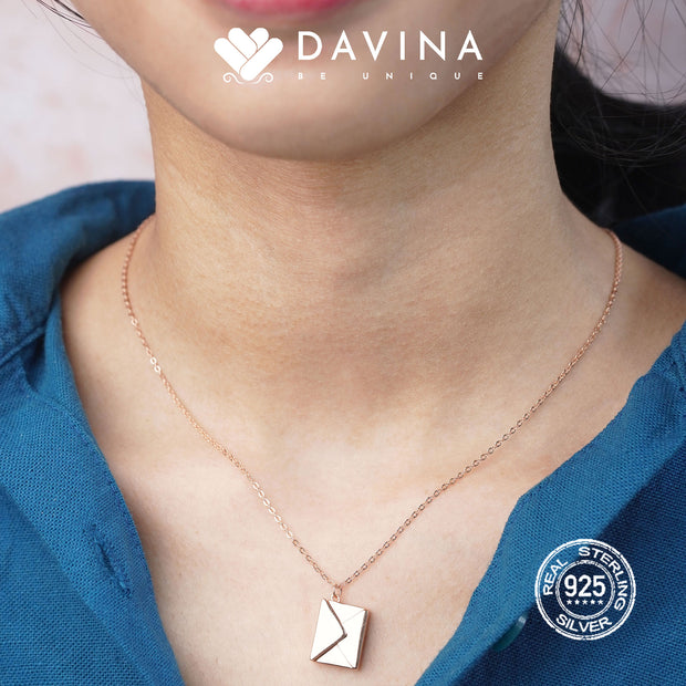 DAVINA Ladies Envelope Necklace Rose Gold Color S925