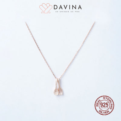 DAVINA Ladies Spoon Necklace Rose Gold Color Sterling Silver 925