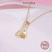 DAVINA Ladies Spoon Necklace Gold Color Sterling Silver 925