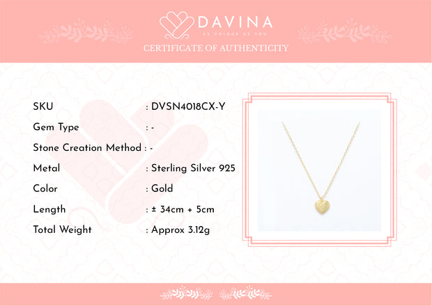 DAVINA Ladies Loven Necklace Gold Color Sterling Silver 925