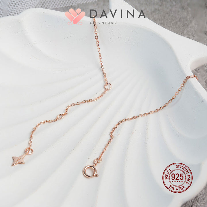 DAVINA Ladies Shaynon Black Necklace Rose Gold Color Sterling Silver 925