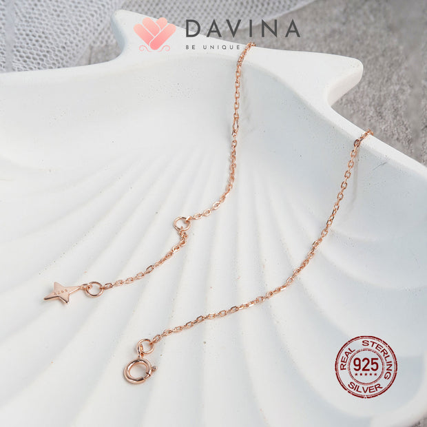 DAVINA Ladies Shaynon White Necklace Rose Gold Color Sterling Silver 925