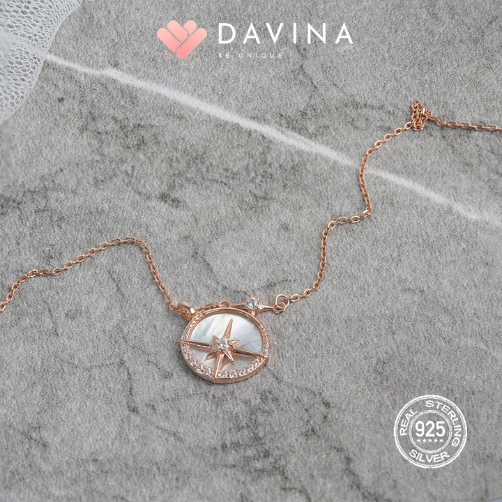 DAVINA Ladies Shaynon White Necklace Rose Gold Color Sterling Silver 925
