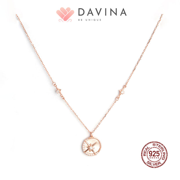 DAVINA Ladies Shaynon White Necklace Rose Gold Color Sterling Silver 925