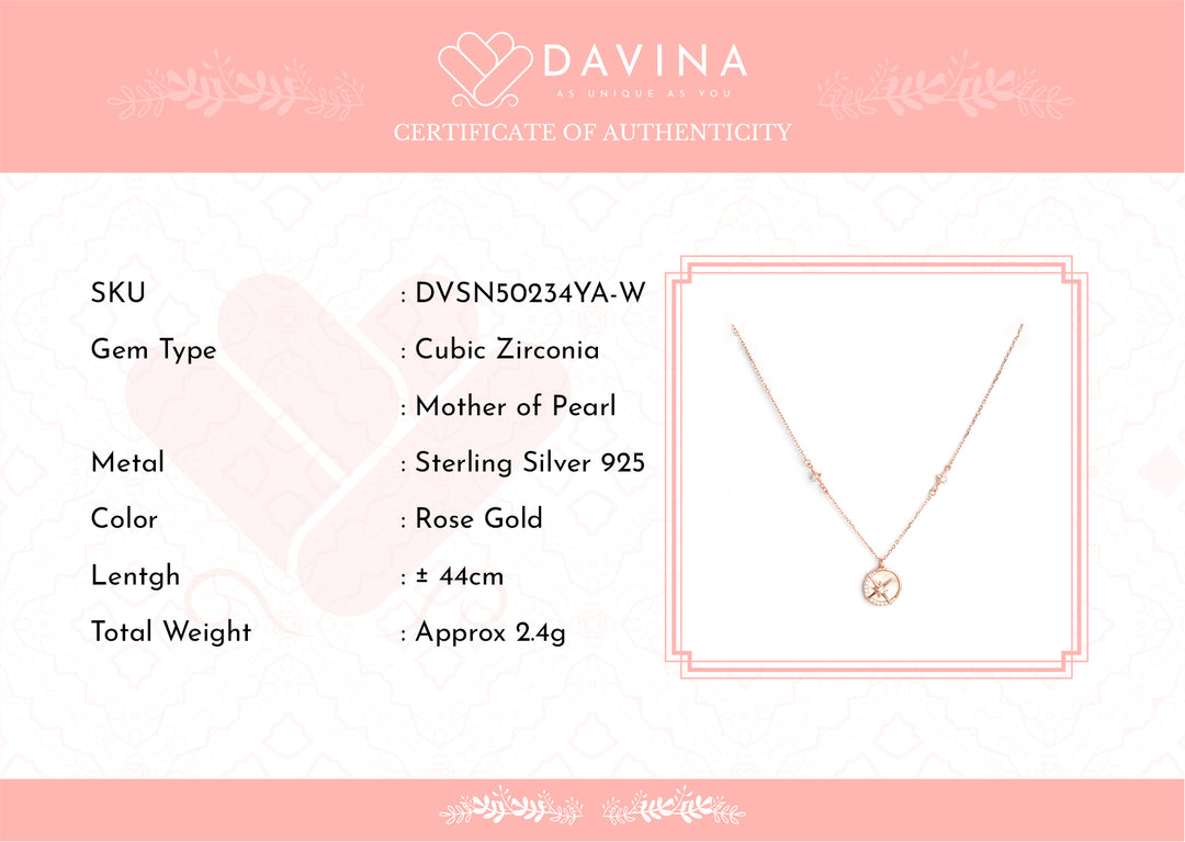 DAVINA Ladies Shaynon White Necklace Rose Gold Color Sterling Silver 925