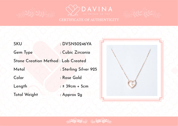 DAVINA Ladies Darlene Necklace Rose Gold Color S925