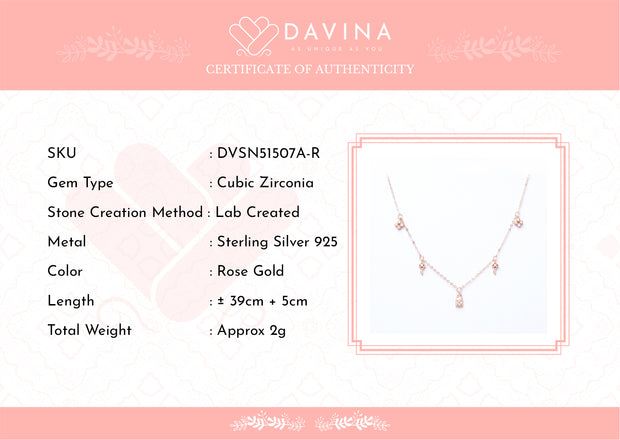 DAVINA Ladies Graciela Necklace Rose Gold Color Sterling Silver 925