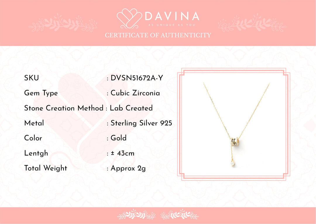 Davina Ladies Beatrix Necklace Gold Color Sterling Silver 925