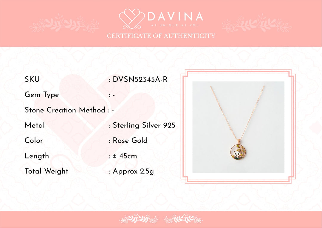 Davina Ladies Pandapan Necklace Rose Gold Color Sterling Silver 925