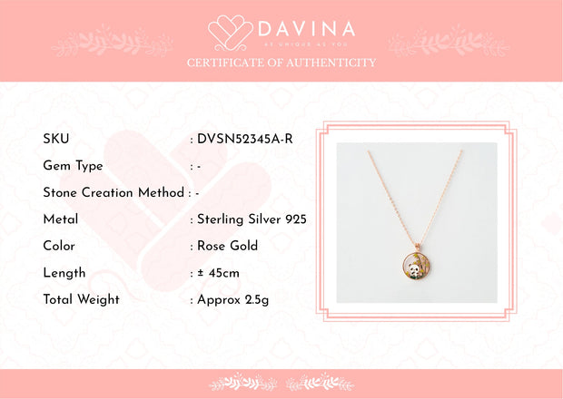 Davina Ladies Pandapan Necklace Rose Gold Color Sterling Silver 925