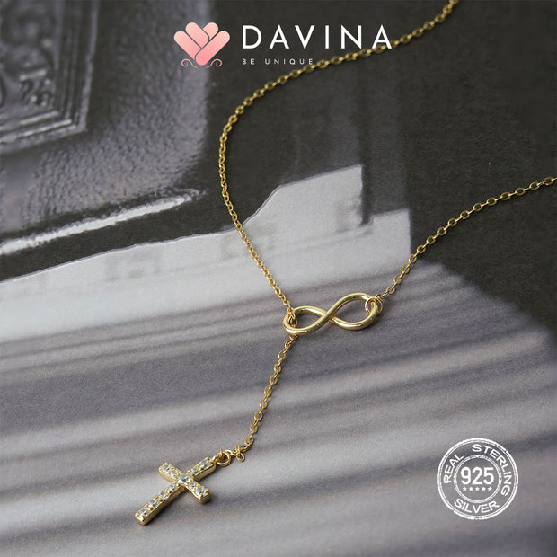 DAVINA Ladies Faith Necklace Gold Color Sterling Silver 925