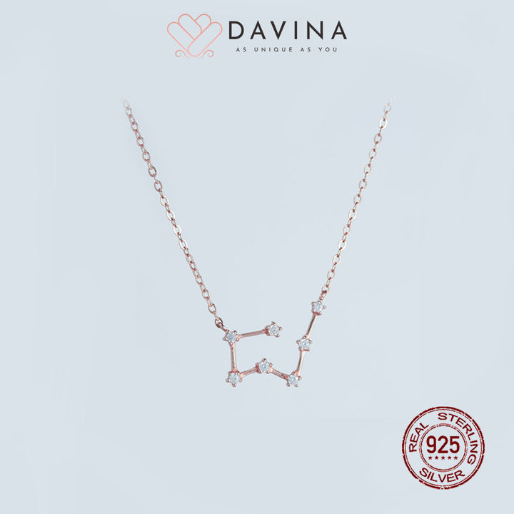 DAVINA Ladies Zodiac Necklace Rose Gold Color Sterling Silver 925