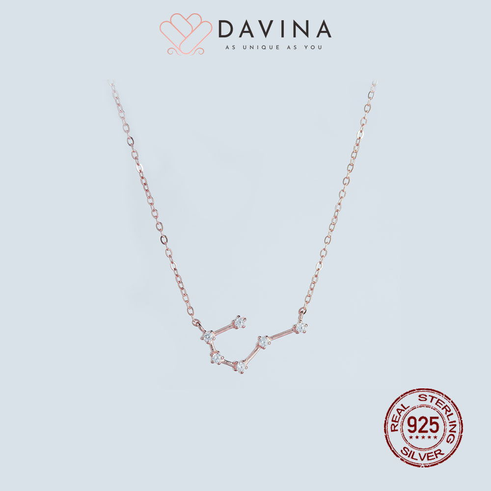 DAVINA Ladies Zodiac Necklace Rose Gold Color Sterling Silver 925