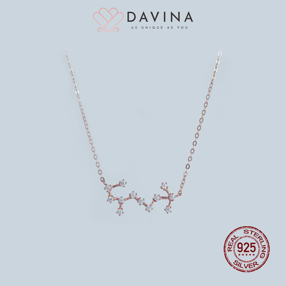 DAVINA Ladies Zodiac Necklace Rose Gold Color Sterling Silver 925