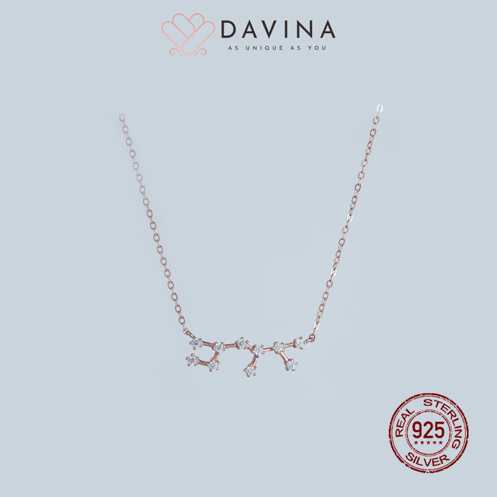 DAVINA Ladies Zodiac Necklace Rose Gold Color Sterling Silver 925