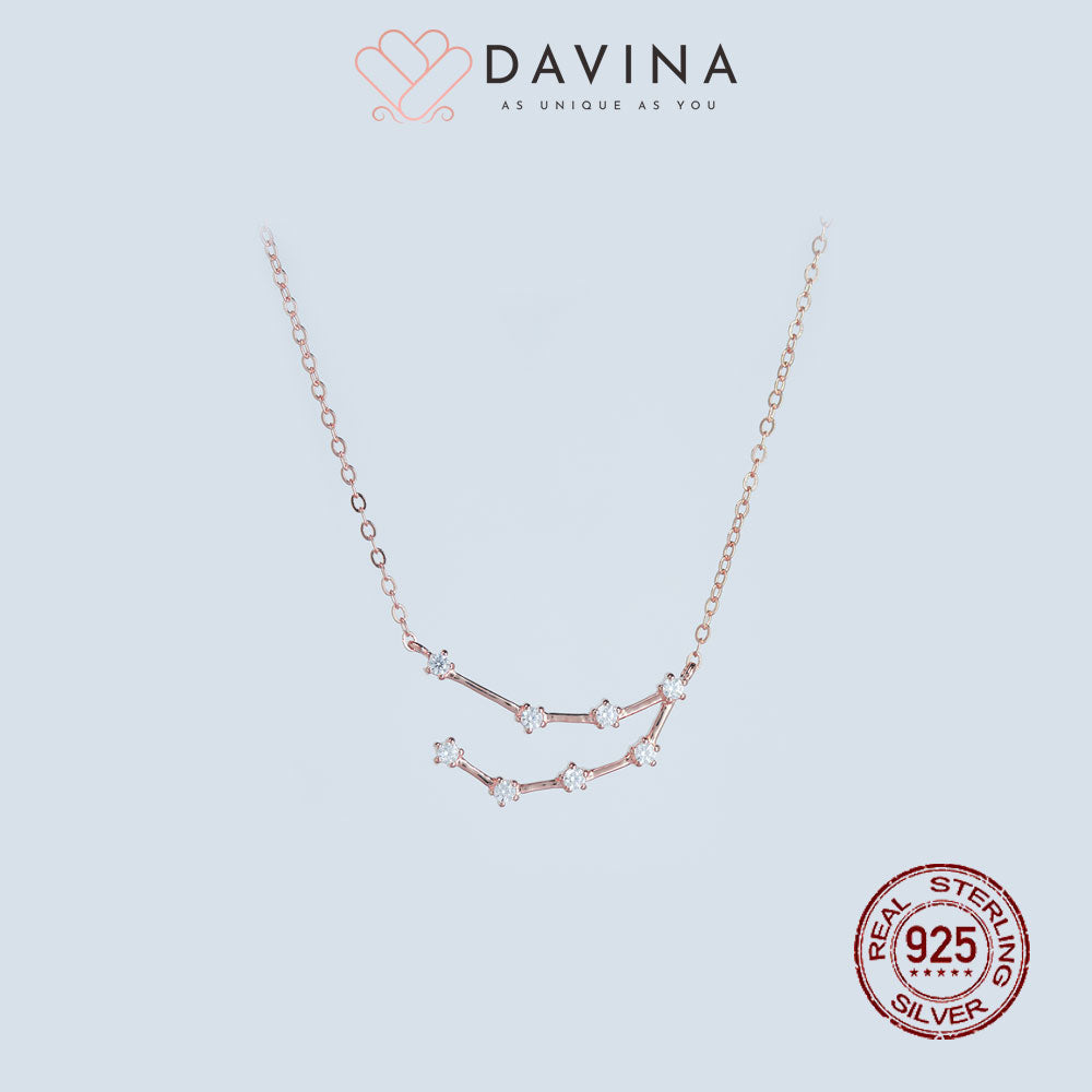 DAVINA Ladies Zodiac Necklace Rose Gold Color Sterling Silver 925