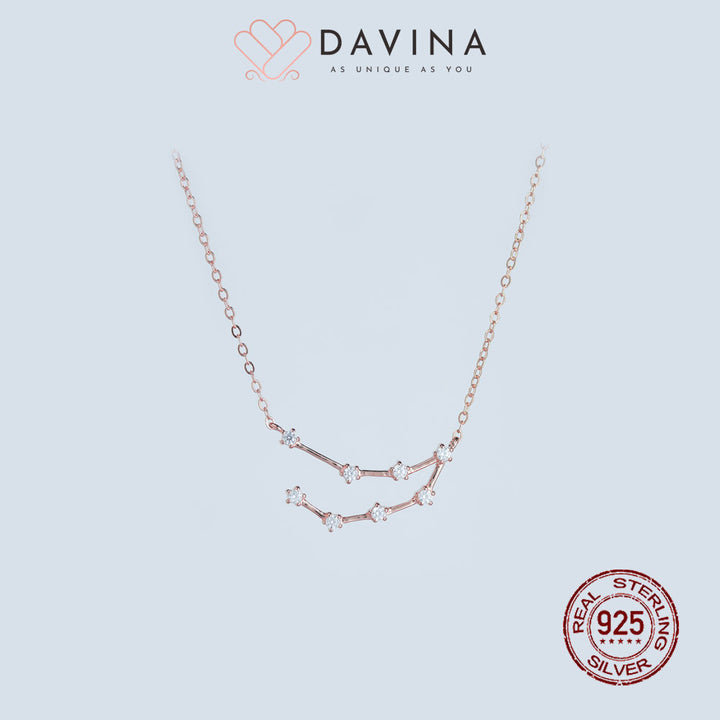 DAVINA Ladies Zodiac Necklace Rose Gold Color Sterling Silver 925