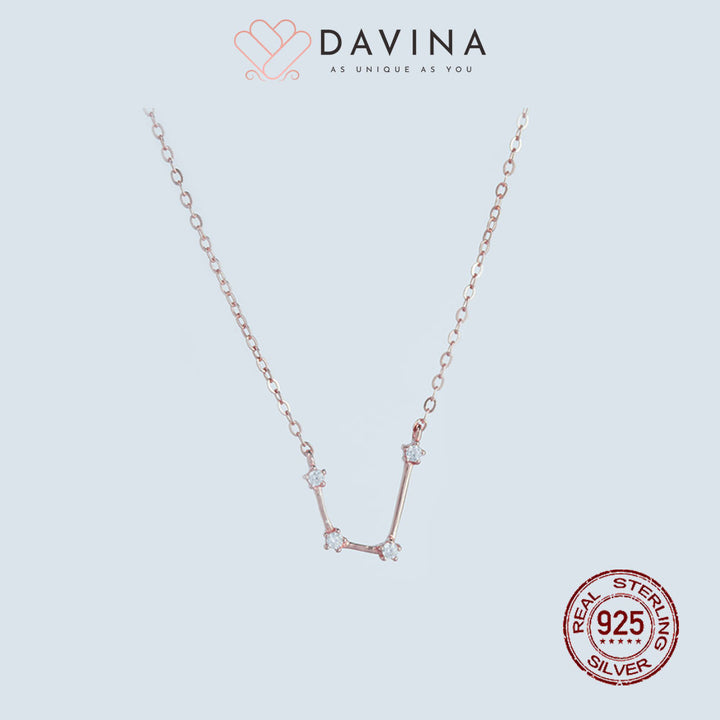 DAVINA Ladies Zodiac Necklace Rose Gold Color Sterling Silver 925