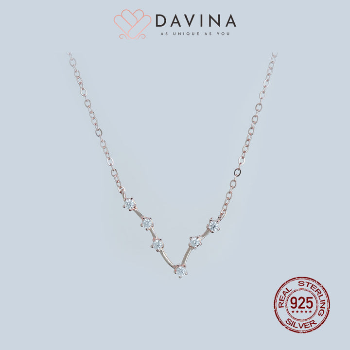 DAVINA Ladies Zodiac Necklace Rose Gold Color Sterling Silver 925