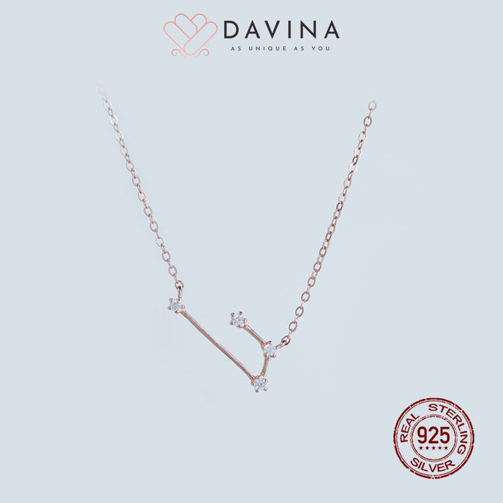 DAVINA Ladies Zodiac Necklace Rose Gold Color Sterling Silver 925
