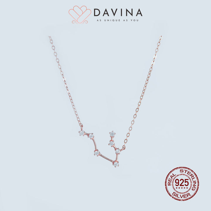 DAVINA Ladies Zodiac Necklace Rose Gold Color Sterling Silver 925