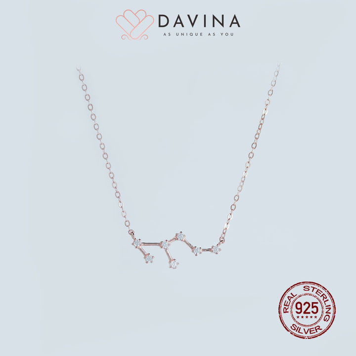 DAVINA Ladies Zodiac Necklace Rose Gold Color Sterling Silver 925
