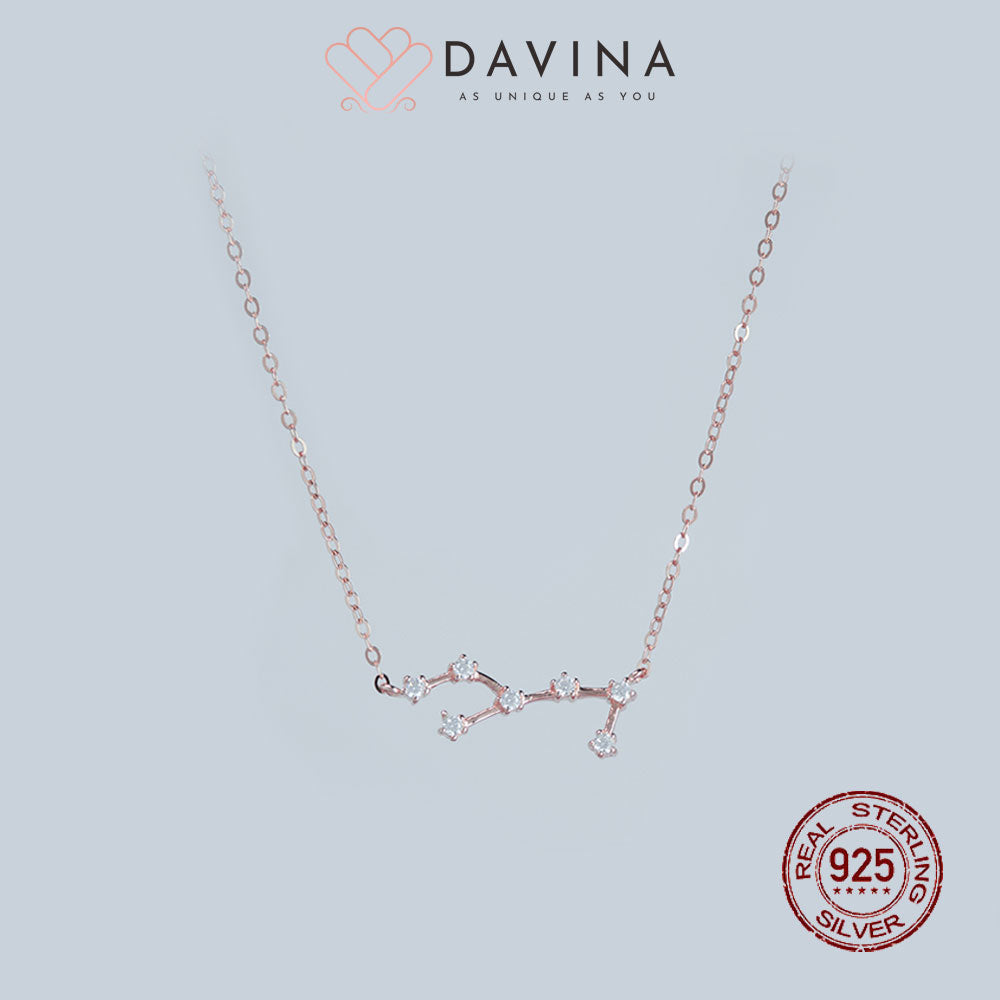 DAVINA Ladies Zodiac Necklace Rose Gold Color Sterling Silver 925