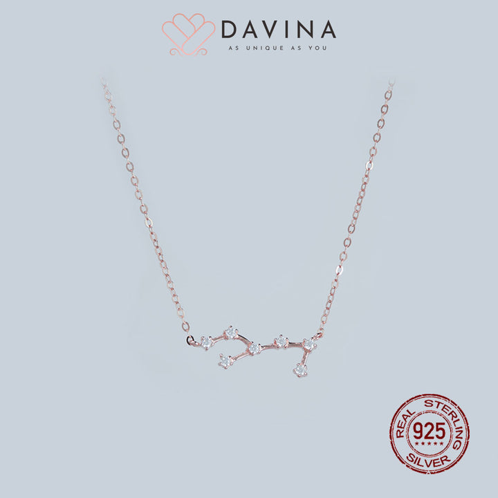 DAVINA Ladies Zodiac Necklace Rose Gold Color Sterling Silver 925