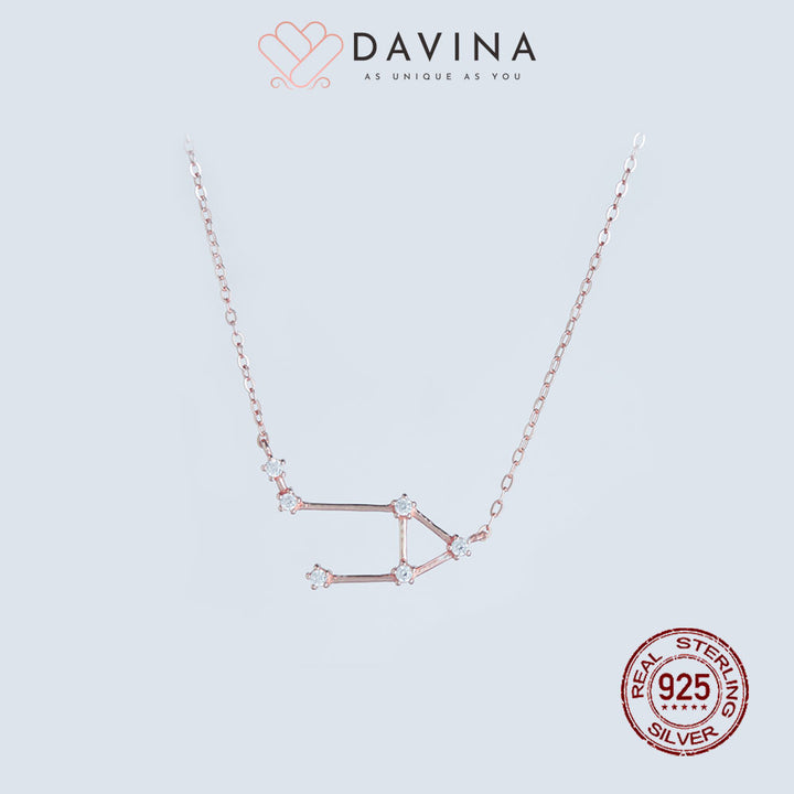 DAVINA Ladies Zodiac Necklace Rose Gold Color Sterling Silver 925