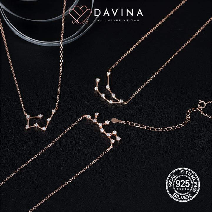 DAVINA Ladies Zodiac Necklace Rose Gold Color Sterling Silver 925